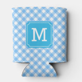 Baby Blue Gingham Personaliseer Monogram Blikjeskoeler (Achterkant)