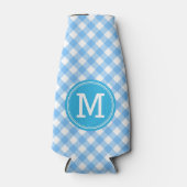 Baby Blue Gingham Personaliseer Monogram Flesjeskoeler (Voorkant)