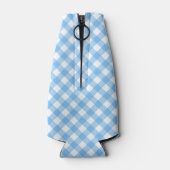 Baby Blue Gingham Personaliseer Monogram Flesjeskoeler (Achterkant)