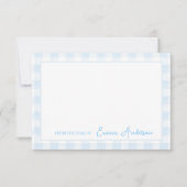 Baby Blue Gingham Persoonlijk briefpapier Bedankkaart (Voorkant)