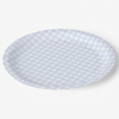 Baby Blue Gingham Plaid Papieren Bordje (Gekanteld)