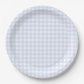 Baby Blue Gingham Plaid Papieren Bordje (Voorkant)