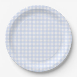 Baby Blue Gingham Plaid Papieren Bordje