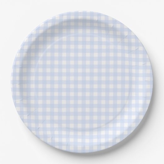 Baby Blue Gingham Plaid Papieren Bordje (Voorkant)