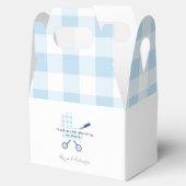 Baby Blue Gingham Pram Baby shower Bedankdoosjes (Geopend)