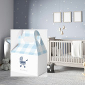 Baby Blue Gingham Pram Baby shower Bedankdoosjes
