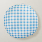Baby Blue Gingham Rond Kussen (Achterkant)