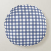 Baby Blue Gingham Rond Kussen (Voorkant)