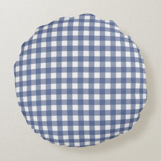 Baby Blue Gingham Rond Kussen