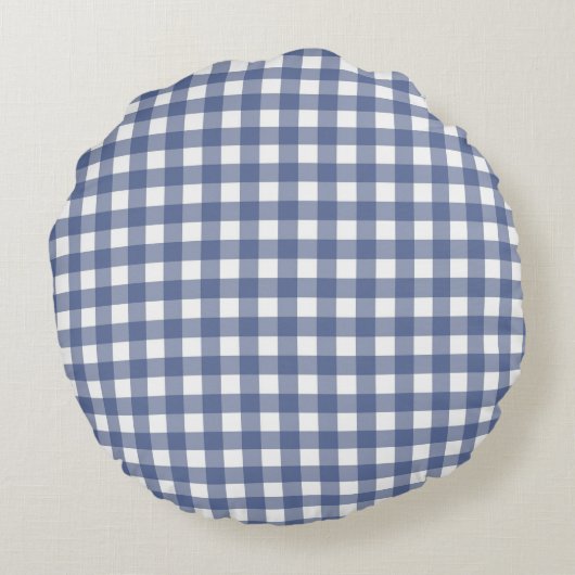 Baby Blue Gingham Rond Kussen (Achterkant)