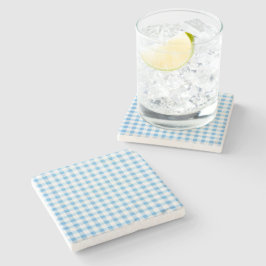 Baby Blue Gingham Stenen Onderzetter