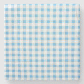 Baby Blue Gingham Stenen Onderzetter (Voorkant)