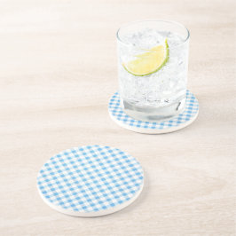 Baby Blue Gingham Zandsteen Onderzetter