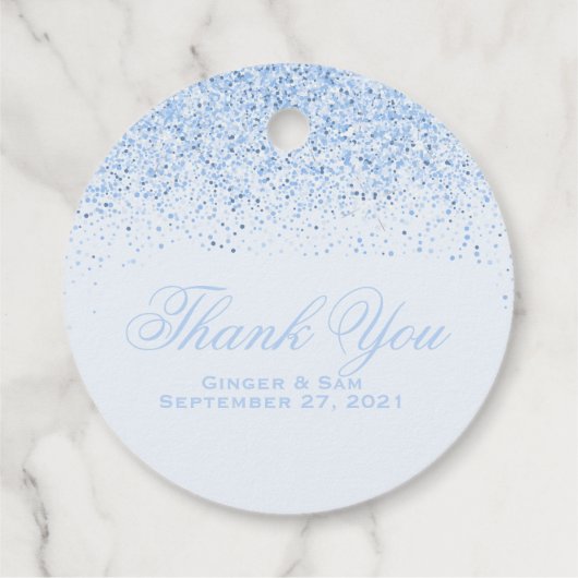 Baby Blue Glitter Bedankjes Labels (Achterkant)