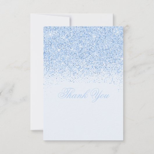 Baby Blue Glitter Dank je kaarten (Achterkant)