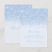 Baby Blue Glitter Dank je kaarten (Voorkant / Achterkant)