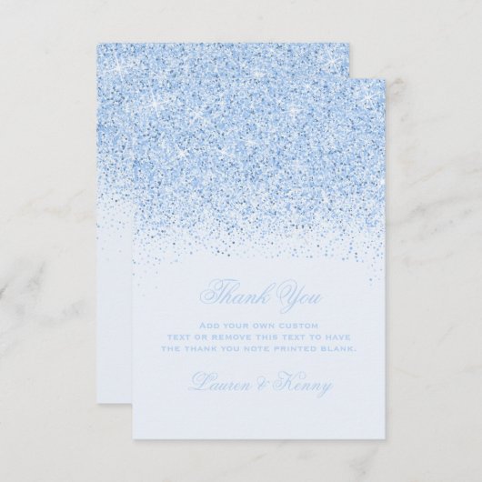 Baby Blue Glitter Dank je kaarten (Voorkant / Achterkant)