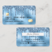 Baby Blue Glitter Drippings Girly Faux Debit Card Visitekaartje
