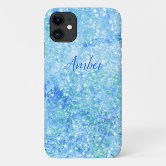 Baby Blue Glitter Elegante Persoonlijke Case-Mate iPhone Case (Achterkant)