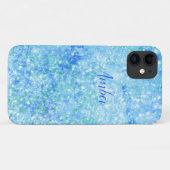Baby Blue Glitter Elegante Persoonlijke Case-Mate iPhone Case (Achterkant (horizontaal))