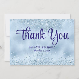 Baby Blue Glitter en Folie bruiloft bedankje Bedankkaart