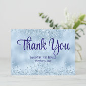 Baby Blue Glitter en Folie bruiloft bedankje Bedankkaart (Staand voorkant)
