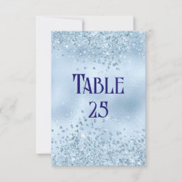 Baby Blue Glitter en Folie Bruiloft Tafel Nummer Kaart