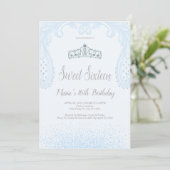 Baby Blue Glitter & Lace, 16 lichtjes Kaart (Staand voorkant)