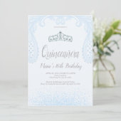 Baby Blue Glitter & Lace, Quinceañera-uitvindingen Kaart (Staand voorkant)