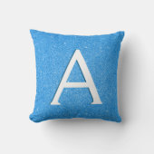 Baby Blue Glitter Monogrammed Initiaal Accent Kussen (Voorkant)