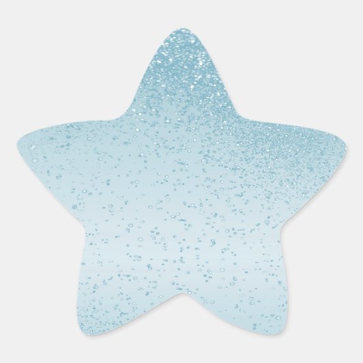 Baby Blue Glitter Ster Sticker (Voorkant)