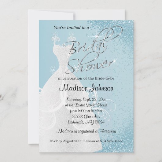 Baby Blue Glitter Vrijgezellenfeest Kaart (Voorkant)