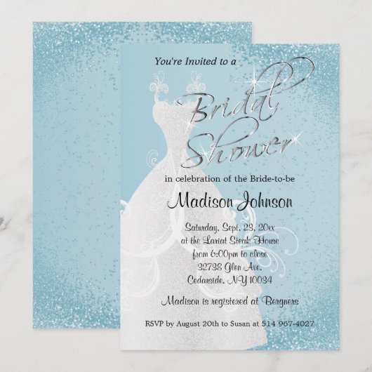 Baby Blue Glitter Vrijgezellenfeest Kaart (Voorkant / Achterkant)