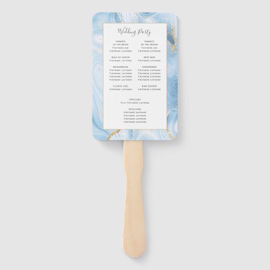 Baby Blue Gold Agaat huwelijksprogramma Handwaaier (Achterkant)
