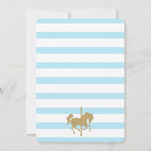 Baby Blue & Gold Carousel Boy Baby shower Kaart (Achterkant)