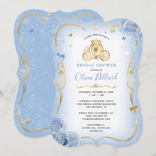 Baby Blue Gold Cinderella Princess Vrijgezellenfee Kaart