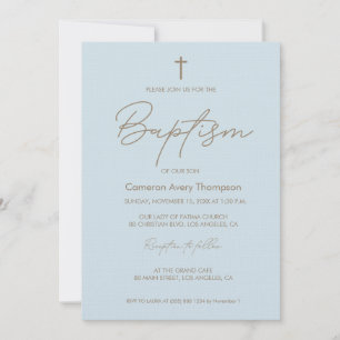 Baby Blue Gold Cross moderne typografie script Kaart