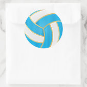 Baby Blue, Gold en White Volleyball Ronde Sticker (Tas)