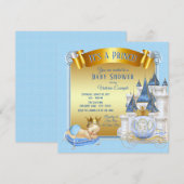 Baby Blue Gold Prince Baby Douche Uitnodigingen (Voorkant / Achterkant)