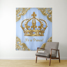 Baby Blue Gold Prince Baby shower Achtergrond Wandkleed