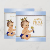 Baby Blue Gold Prince Baby shower Kaart (Voorkant / Achterkant)