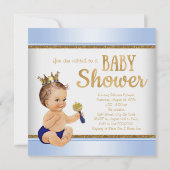 Baby Blue Gold Prince Baby shower Kaart (Achterkant)