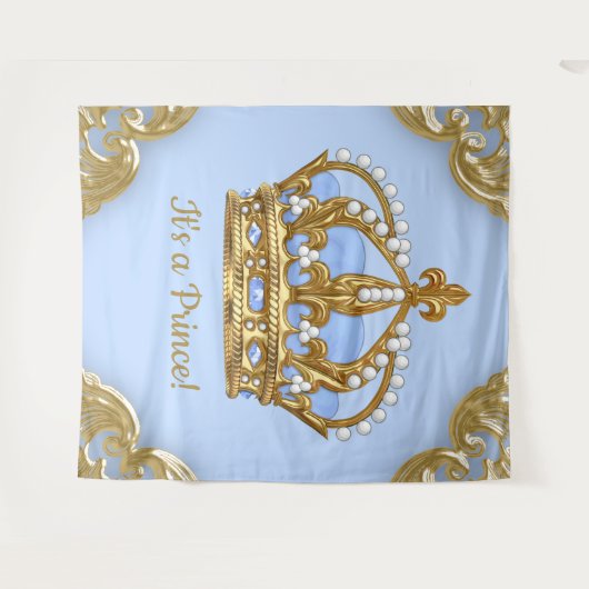 Baby Blue Gold Prince Extra Grote Baby Achtergrond Wandkleed (Voorkant (horizontaal))