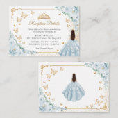 Baby Blue Gold Quinceanera Reception Details Informatiekaartje (Voorkant / Achterkant)