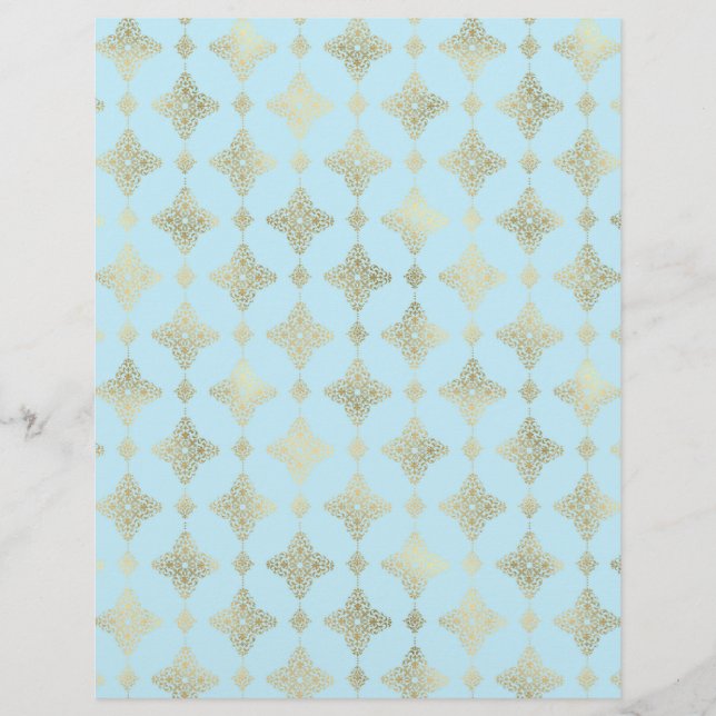Baby Blue & Gold Two Pattern Scrapbook Paper (Voorkant)