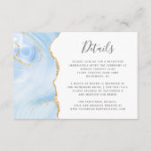 Baby Blue Gold Waterverf Agate Wedding Details Informatiekaartje (Voorkant)