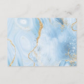 Baby Blue Gold Waterverf Agate Wedding Details Informatiekaartje (Achterkant)