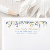 Baby Blue Gold Waterverf Floral Adresetiketten Etiket (Insitu)