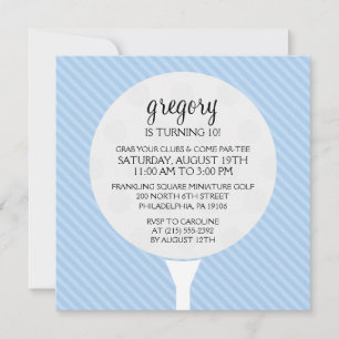 Baby Blue Golf Ball Miniature Golf Birthday Party Kaart