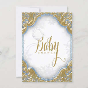 Baby Blue Goud Jongen Sneeuwvlok Baby Shower Kaart